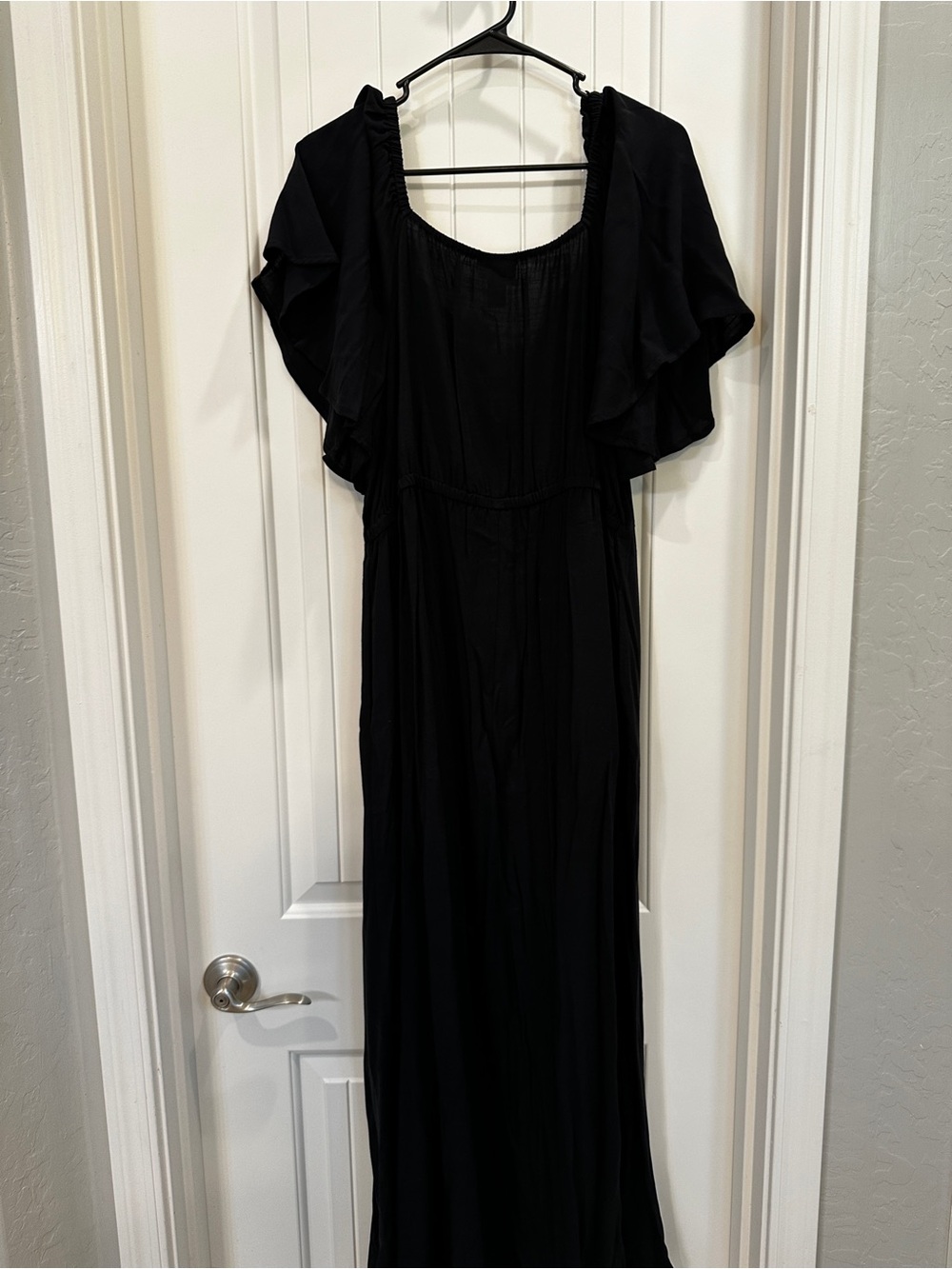 Women's Black Flutter Sleeve Maxi Dress- Ava and Viv - Picture 6 of 11